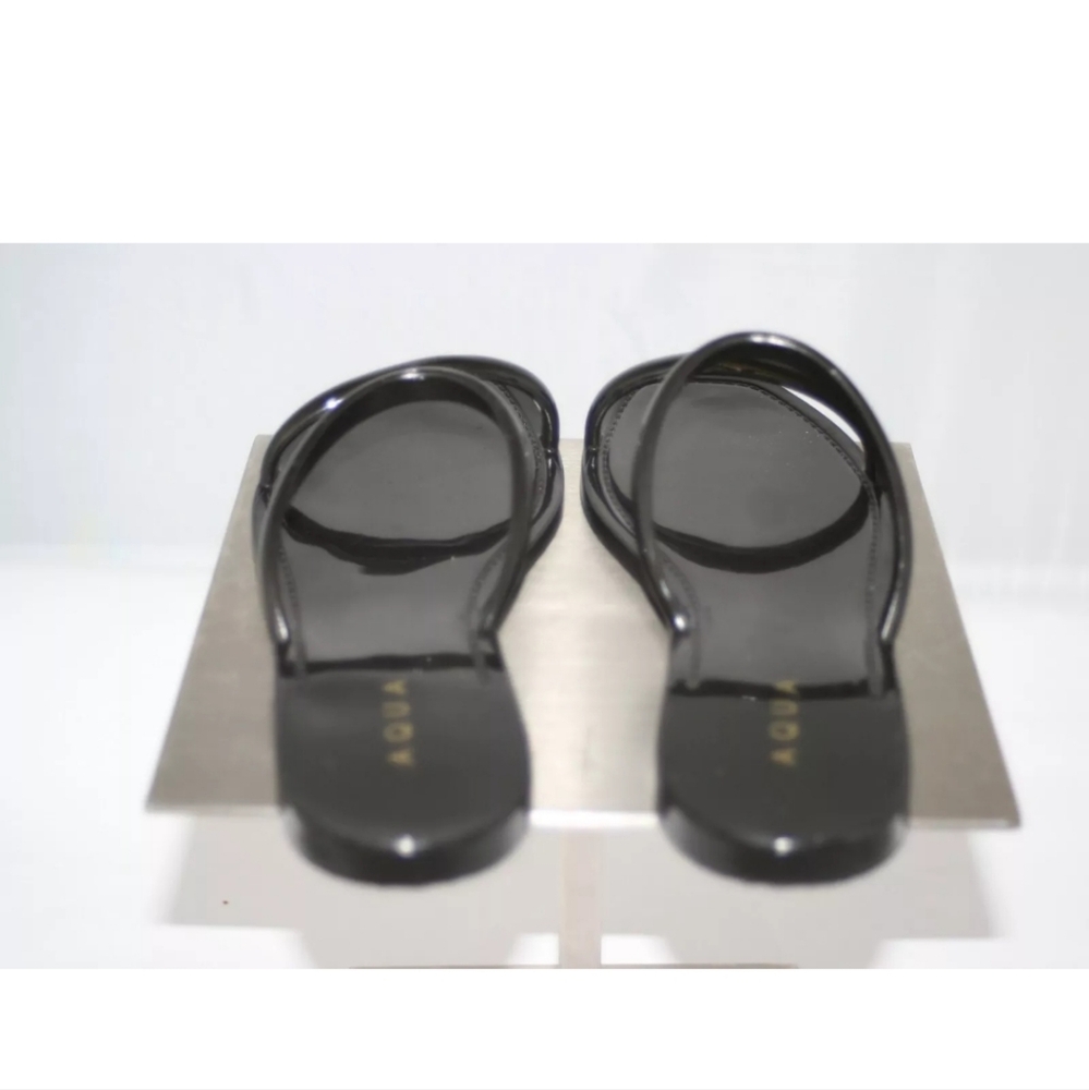 Aqua Womens Flat Jelly Sandal Shoes Black Sz 5 Slip On Two Strap - Picture 3 of 4